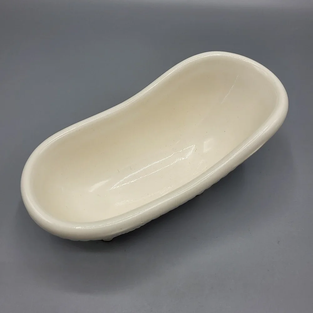 Vintage CCP NY Miniature Bathtub Soap Dish White Ceramic Embossed Made in Japan
